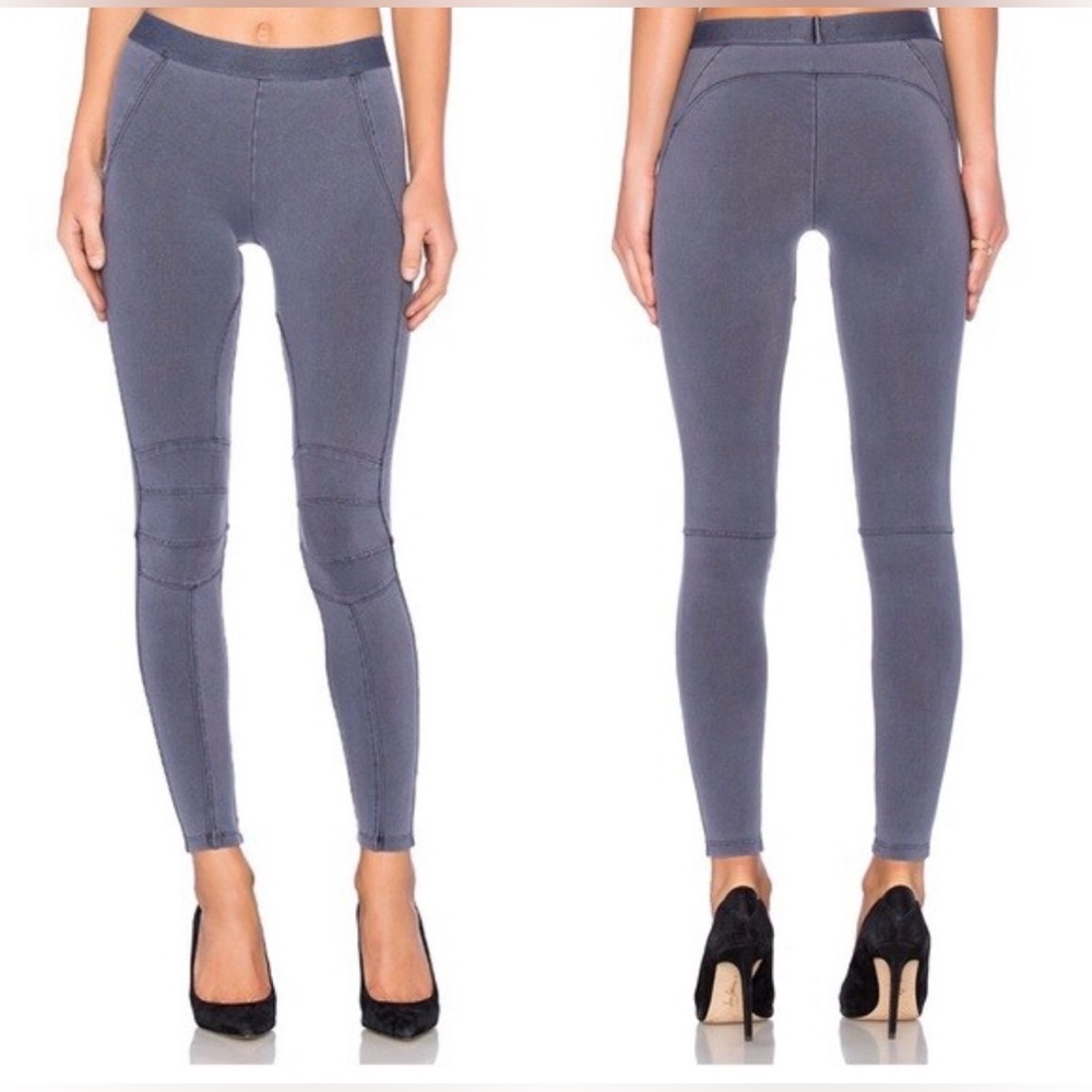 David Lerner Faux Suede Leggings Moto Style Dark Burgundy Edgy Street Wear (S)